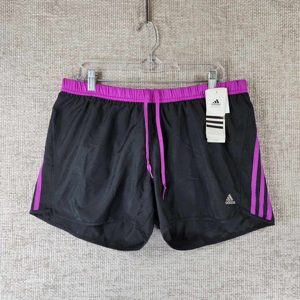 Adidas Response Climalite Lined Athletic Short Womens L Black Raspberry 34x4 NWT